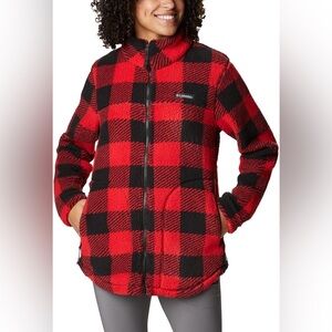 NWT Columbia Women's West Bend Full Zip Red Lily Check Print Size Medium